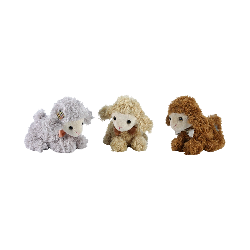 STA01341 Three-Color Lying-Pose Lamb Plush Toy