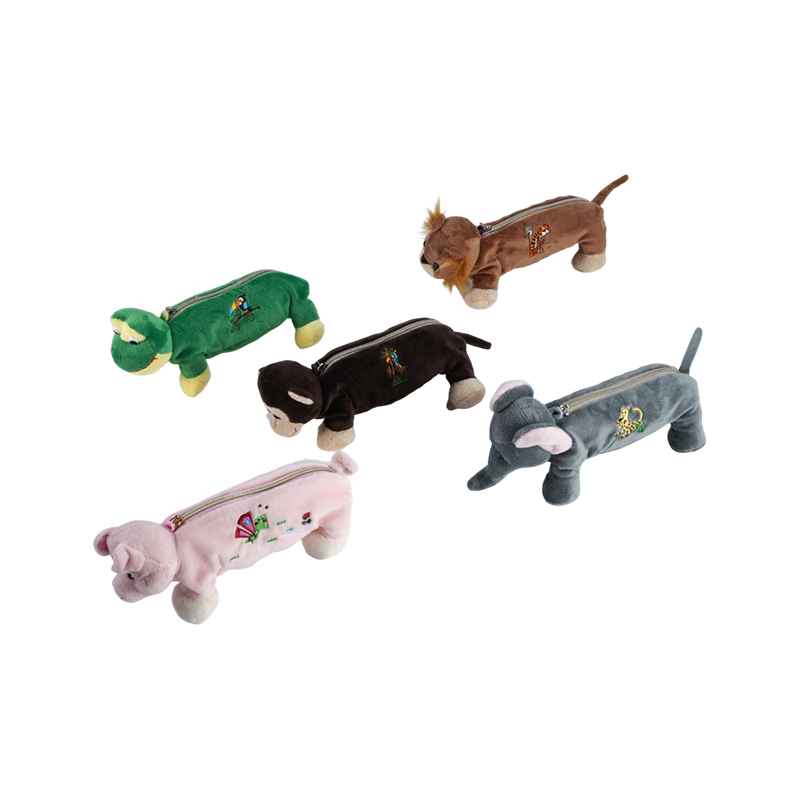 STA0986 Animal Plush Pencil Case Collection –  Frog/Monkey/Lion/Elephant/Pig