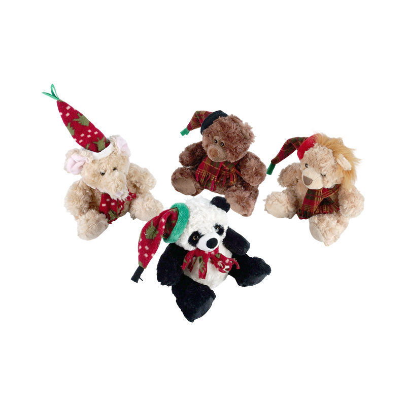 STA01314 Christmas Forest Animal Plush Toy Collection — Lion / Elephant / Panda / Brown Bear