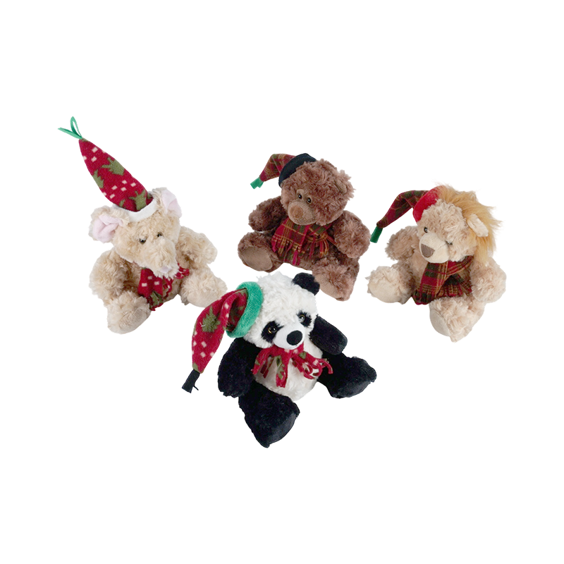 STA01314 Christmas Forest Animal Plush Toy Collection — Lion / Elephant / Panda / Brown Bear