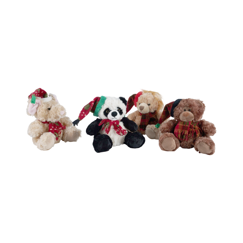 STA01314 Christmas Forest Animal Plush Toy Collection — Lion / Elephant / Panda / Brown Bear