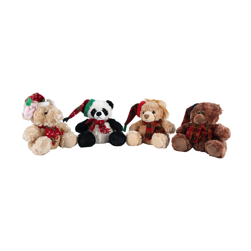 STA01314 Christmas Forest Animal Plush Toy Collection — Lion / Elephant / Panda / Brown Bear