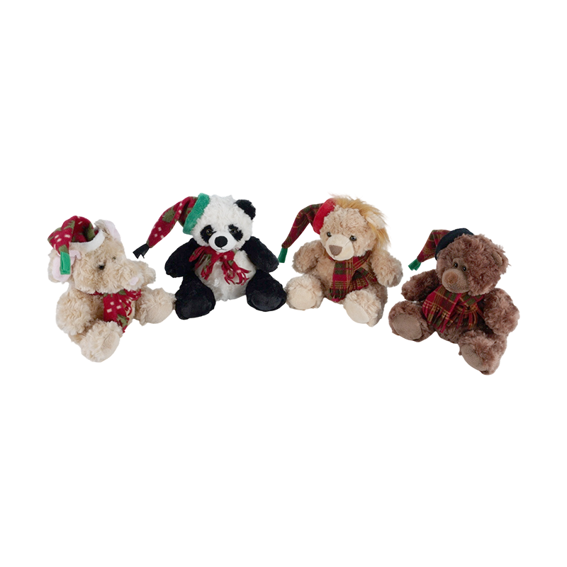 STA01314 Christmas Forest Animal Plush Toy Collection — Lion / Elephant / Panda / Brown Bear