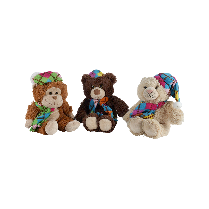 STA01366 Colorful Scarf Series Plush Toys – Monkey, Tiger, Bear