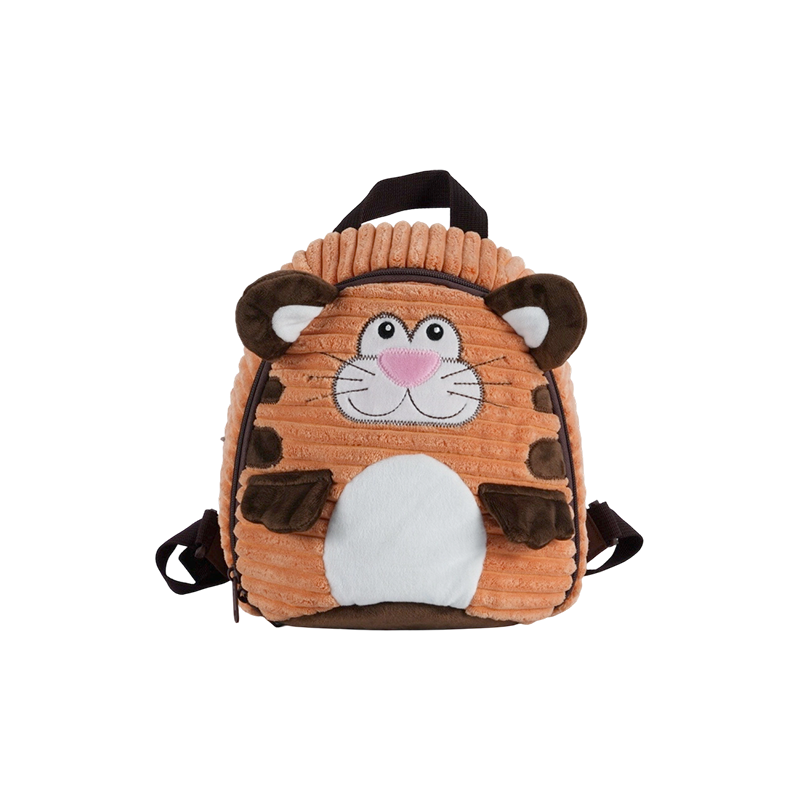 Fine-wale Corduroy Tiger Shaped Kids Backpack for Boys