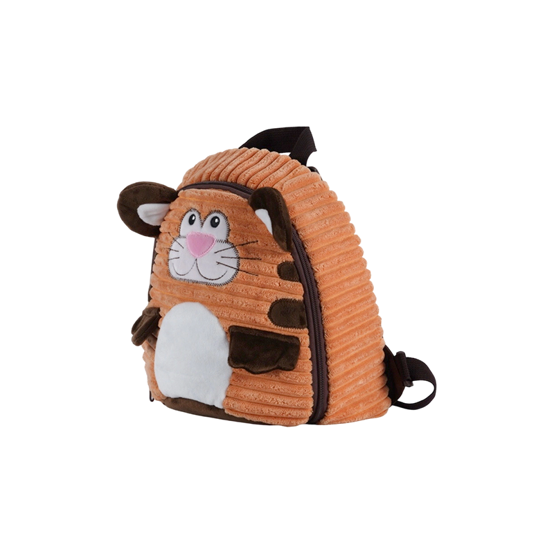 Fine-wale Corduroy Tiger Shaped Kids Backpack for Boys