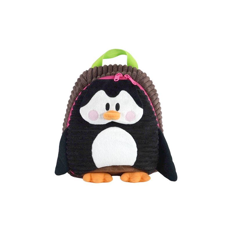Fine-wale Corduroy Penguin Shaped Kids Backpack for boys
