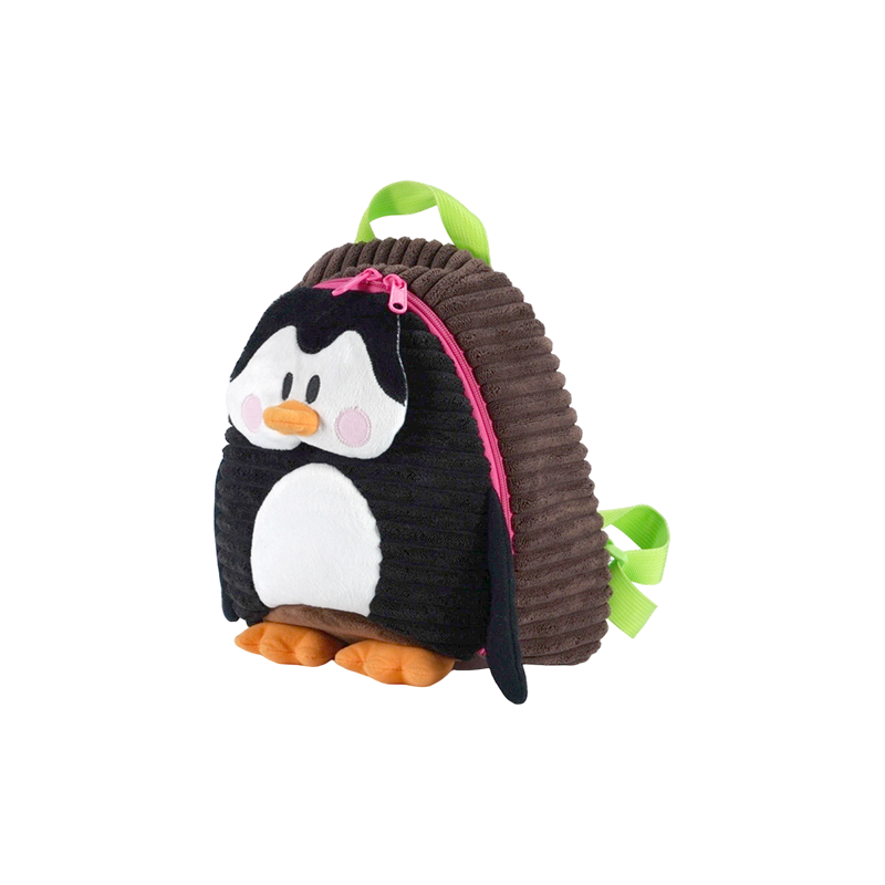 Fine-wale Corduroy Penguin Shaped Kids Backpack for boys