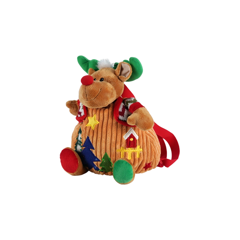 Fine-wale Corduroy Christmas Reindeer-Shaped Kids Backpack