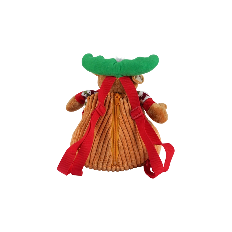 Fine-wale Corduroy Christmas Reindeer-Shaped Kids Backpack