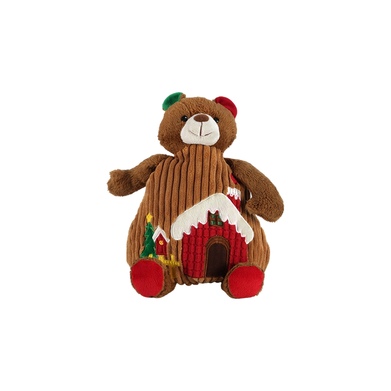 Fine-wale Corduroy Christmas Bear-Shaped Kids Backpack