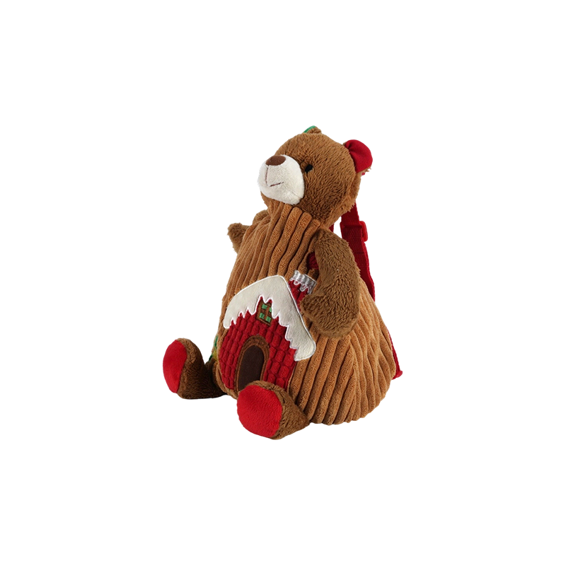 Fine-wale Corduroy Christmas Bear-Shaped Kids Backpack