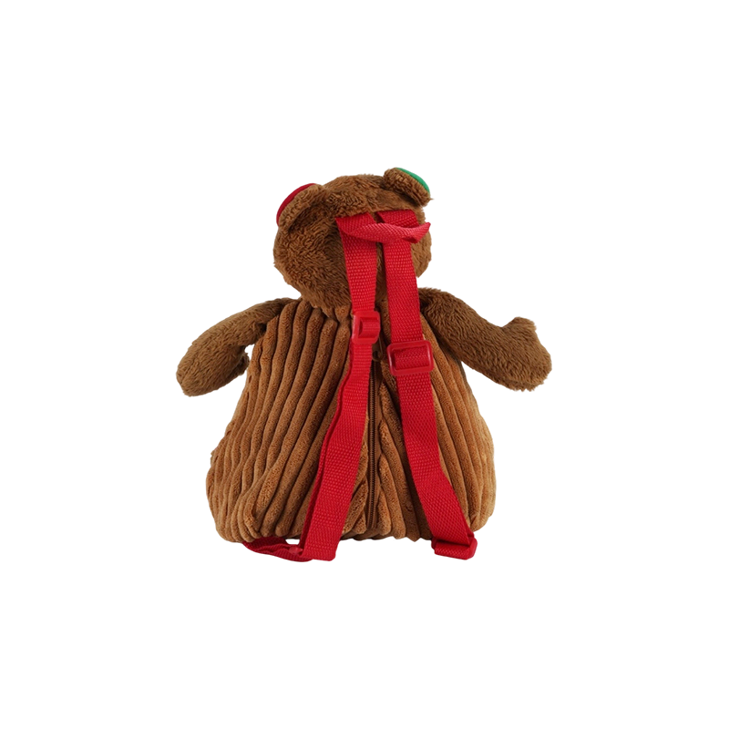 Fine-wale Corduroy Christmas Bear-Shaped Kids Backpack
