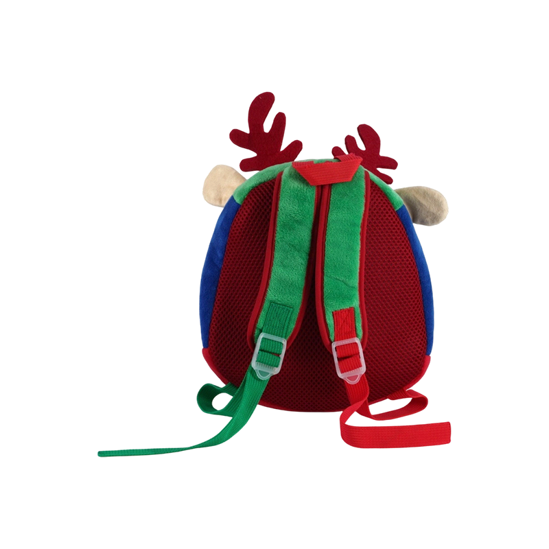 Christmas Reindeer Print Kids Plush Fabric Backpack