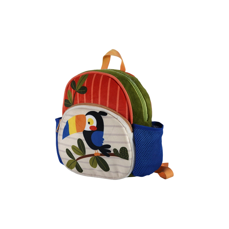 Bird pattern Plush Fabric Kids Backpack (Super Soft)