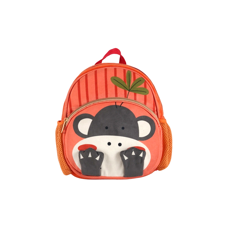 Monkey pattern Plush Fabric Kids Backpack (Super Soft)