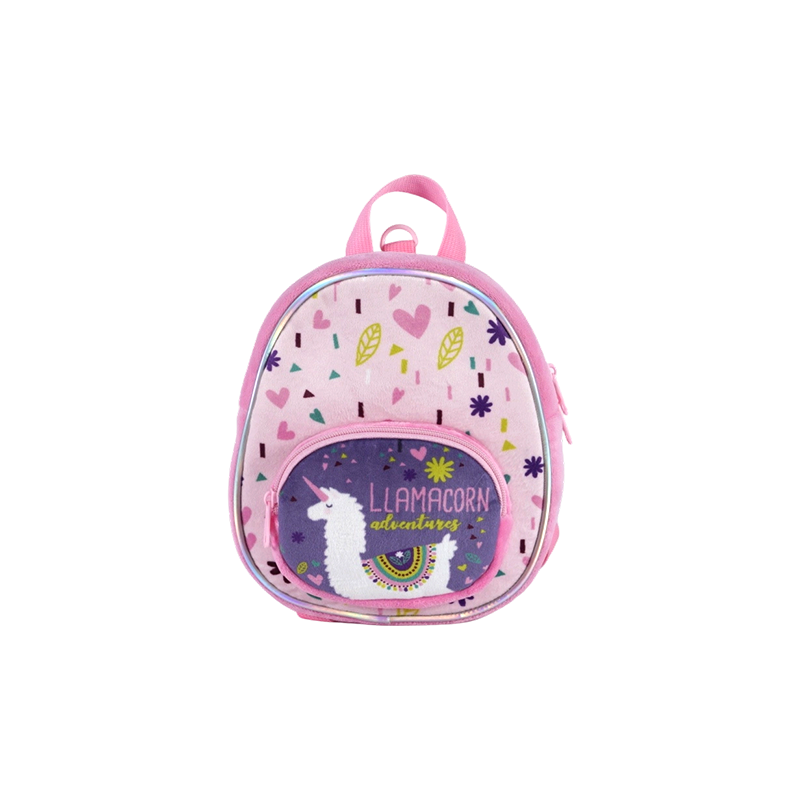 Alpaca Print Kids Plush Fabric Backpack