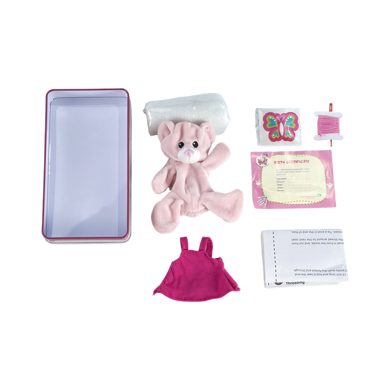 Pink Plush Bear DIY Craft Kit With Dress & Decorations