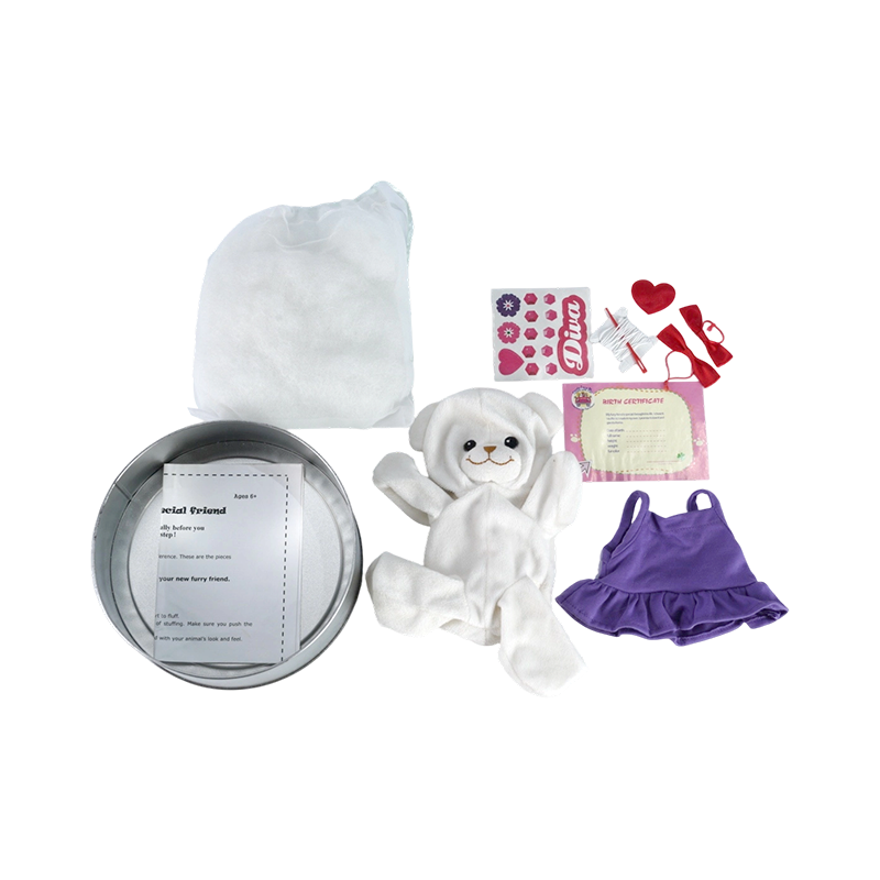 Fashion White Bear DIY Plush Kit With Outfit