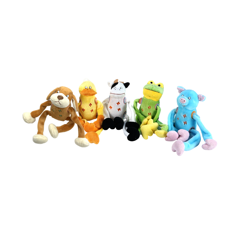 STA0876-1 Shaking Farm Five-Style Plush Toys – Cow, Frog, Duck, Dog, Pig